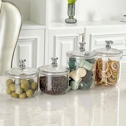 Storage Bottles Capacity Sealed Jar Clear With Bear Handle Airtight Lid For Dry Goods Nuts Cereal