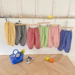 Trousers Spring Summer Thin Chequered Pants 1-6Years Old Girls Fashion Casual Versatile Children Mosquito Proof