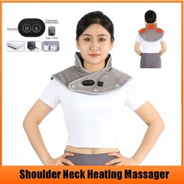 Electric Shoulder Protection Massager Neck Heating Massage USB Cervical Vibration Relieve Pain Relief Back Brace Compress Tool240325