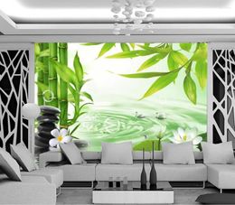 Wallpapers 3d Wallpaper For Room Bamboo Lotus Flower Water Ripples Background Wall Living