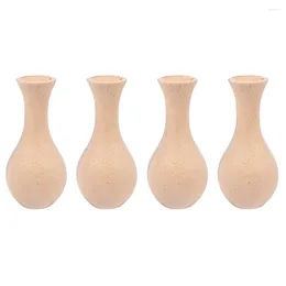 Vases 4 Pcs White Body Vase Model Wooden DIY Coloured Drawing Flower Ceramic Embryo Home Office Pots Indoor Plants