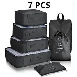 Storage Bags 7pcs Set Travel Suitcase Organiser Luggage Packing Cubes For Shoe Clothes Underwear Trunk Toiletry