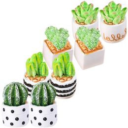 Decorative Flowers 8 Pcs Artificial Cactus Mini Figurines Decoration Prickly Pear Tabletop Resin Miniature