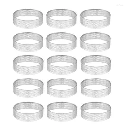 Baking Tools 15 Pack Stainless Steel Tart Ring Heat-Resistant Perforated Cake Mousse Round Doughnut