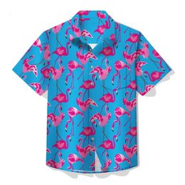 Hawaiian Shirt Oversized For MenWomen Unisex Flamingo Pattern Beach Shirts Summer TShirt Streetwear Short Sleeve 240323