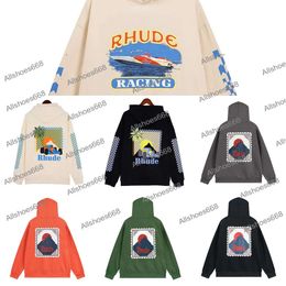 2024 New Mens Hoodies Rhude Hoodie Letter Print Long Sleeve Fashion Men Women Sweater Hip Hop Hoodies Brand Sweatshirts US SIZE