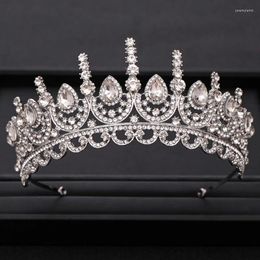 Hair Clips Trendy Wedding Big Crown Accessories Rhinestone Crystal Silver Color Bride Jewelry