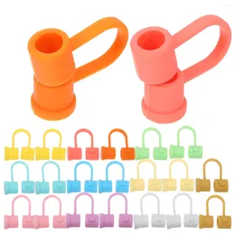 Disposable Cups Straws 24 Pcs Straw Stopper Plug Silicone Tip Caps Hat Cover Lid Covers Protective Silica Gel