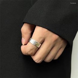 Cluster Rings Trendy S925 Silver Men Ring Opening Size Fashion Gold Collision Cute Lion Pattern Male Jewellery