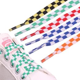 Hangers 1pair Of Unisex Track Chequered Laces 8mm Creative Two-Color Polyester Flat Shoelaces For Adults And Children