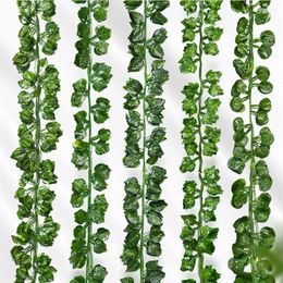 Decorative Flowers 6/12pcs 220cm Artificial Plants Ivy Green Silk Hanging Vines Leaf For Wedding Home Party Outdoor Decor