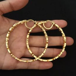 Trendy Copper Brass Eardrop Gold Plated Big Hoop Stud Earrings For Women Fashion Accessories Wedding Party Birthday Gift 240402
