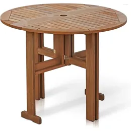 Camp Furniture Tioman Hardwood Patio Gateleg Round Table In Teak Oil Natural Foldable Camping Tables