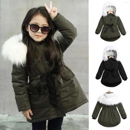 Down Coat Jacket For Girls Baby Girl Fur' Hooded Tops Padded Kids Long Thick Warm Parkas Winter Overalls