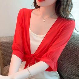 Scarves Summer Half Sleeve Chiffon Shawl Women Breathable Thin Short Cardigan Fashion Versatile Sun Protection Clothing