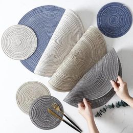 Table Mats 6PCS Round Placemats Non-Slip Washable Polyester Set Heat Resistant For Kitchen Dining Decoration Accessories