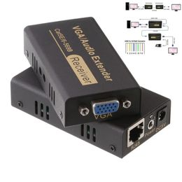 VGA UTP Extender VGA AV Extender tekrarlayıcı, CAT5E/6 Kablo ile Audio Güç Adaptörü ile 100m'ye kadar