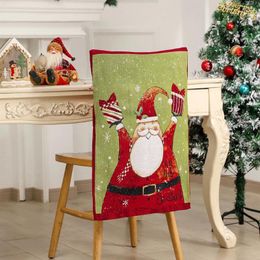 Chair Covers Christmas Kitchen Seat Dining Santa Claus Snowman Print Cushion Holiday Decoration