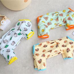 Fashion Pet Dog Clothes for Small Dogs Spring Jumpsuit Cartoon Print Puppy Pajamas Cute Cat Clothing Chihuahua 240328