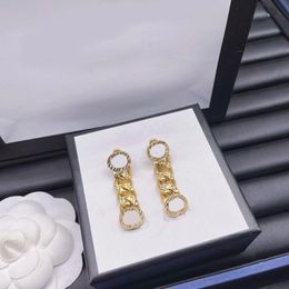 2022 New fashion Dangle Chandelier Earrings Chain double G letter brand designer earrings Women wedding party jewelry with box222u