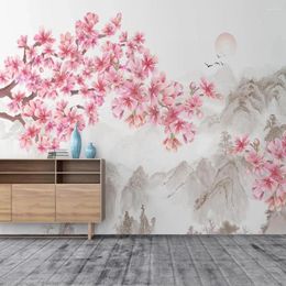 Wallpapers Milofi Custom Large Wallpaper Mural Magnolia Ink Landscape Living Room Background Wall Paper Decorative Painting