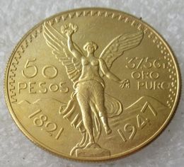 A Set Of 19211947 10pcs Craft Mexico 50 Peso Gold Plated copy coin home decoration accessories1907644