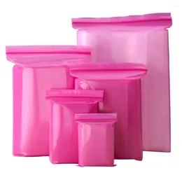 Storage Bags 100Pcs Pink Bag Waterproof Dustproof Reusable Reclosable Food Candy Daily Necessities Decorations Cosmetics