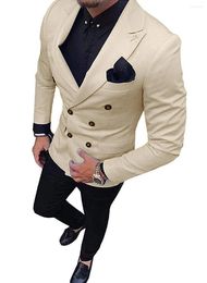 Men's Suits Mens Slim Fit 2 Pieces Double-breasted Business Groom Jacket Tuxedos Blazer For Wedding Prom Evening(Blazer Pants)