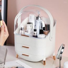 Storage Boxes Makeup Box Waterproof Case Portable Oval Organiser With Gold-plated Tripod Transparent Window For Vanity