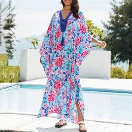 Ethnic Clothing 2024 Sexy Summer Loose Casual Dress Flowers Printed Shaped Bodycon Plus Size Long Sundress Female Beach Maxi Dresses
