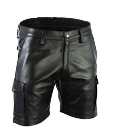 Mens Leather Shorts Genuine Soft Lambskin Sports Gym Causal Wear Pants 240329