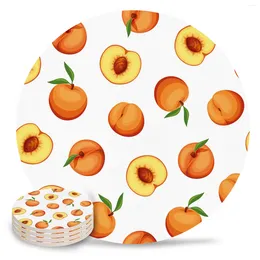 Table Mats Peach Fruit Ceramic Set Coffee Tea Cup Coasters Kitchen Accessories Round Placemat