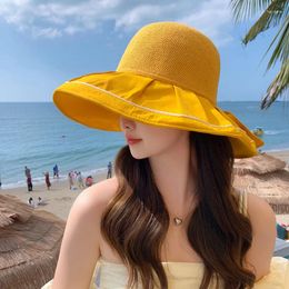 Wide Brim Hats Ladies Sun Visor Fisherman's Hat In Spring And Summer Big Casual Breathable Seaside Travel.