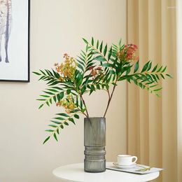 Decorative Flowers 88cm Artificial Big Green Plants Branches Fake Leaves With Fruits Wind Shadow Leaf For Home Living Room Decoration