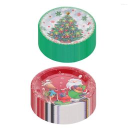 Disposable Dinnerware Christmas Paper Plates Platters Holiday Dishes Serving Trays 7 Inch 20pcs Candy Cookie Snack Appetizer Container For