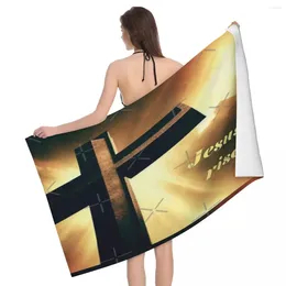 Towel Cross. Jesus Is Risen 80x130cm Bath Water-absorbent Suitable For Pool Party