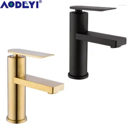 Bathroom Sink Faucets AODEYI Black/ Gold/ Chrome Brass BASIN Deck Mounted And Cold Water Mixing Taps 12-013