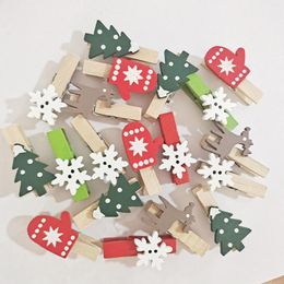 Party Decoration 10pcs Christmas Wooden Clips Year Po Wall Clip DIY Ornaments Decorations For Home Xmas Tree