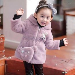 Jackets Girls Kids Coat Jacket Overcoat 2024 Cute Warm Thicken Plus Velvet Winter Teenager School High Quality Children's Clothing