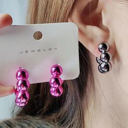 Dangle Earrings Exquisite Luxurious With A Minimalist C-shape For Women Circle Bead Geometry Korean Fashion Trends Piercing Jewelry