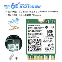 Cards Wifi 6e Intel Ax210 Bluetooth 5.3 M.2 Wireless Card Ax210ngw 2.4ghz 5ghz 6ghz 5374mbps 802.11ax Wifi 6 Adapter for Laptop Pc