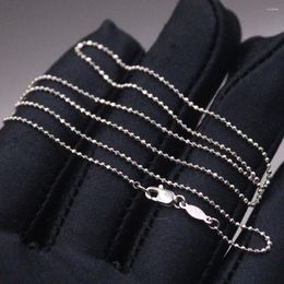Chains Real Solid Platinum 950 Women Lucky Carved Beads Link Chain Necklace Lobster Clasp