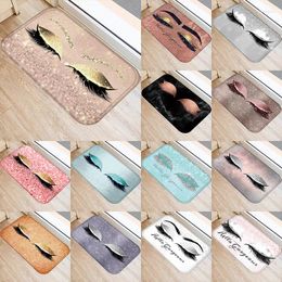 Carpets Eyelash Printed Pattern Kitchen Entrance Door Mat Coral Velvet Carpet Doormat Indoor Floor Mats Anti-Slip Rug