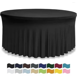 Table Cloth Solid Round For Wedding Party Banquet Ruffled Cover El Restaurant Spandex Stretch Tablecloth Skirt