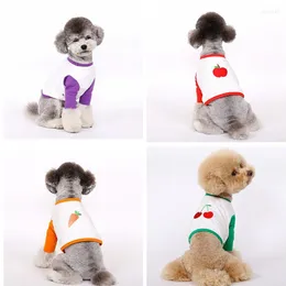 Dog Apparel Spring And Autumn Two-Legged Pet Clothes Fresh Grape Fruit Series Exquisitely Embroidered Color-Blocking T-Shirt