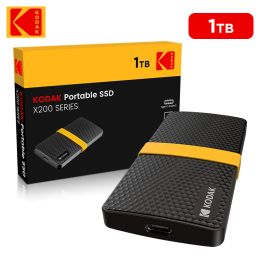 Sürücüler Kodak X200 Taşınabilir SSD 1TB 512GB 256GB USB 3.1 Tip C Harici Sabit Sürücü Gen 2 Sabit Disk Dizüstü Bilgisayar MacBook için Katı Duran Sürücü