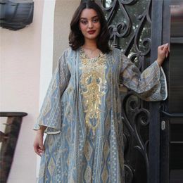 Ethnic Clothing Eid Mubarak 2024 Muslim Mesh Sequin Embroidery Abaya For Women Maxi Dresses Turkey Party Moroccan Jalabiya Caftan Gowns