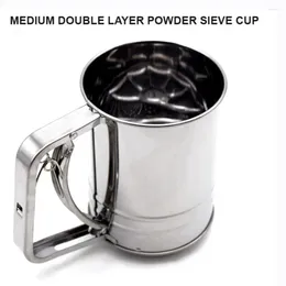 Baking Tools Powder Sieve Cup Crank Semi-automatic Handheld Hand-pressed Flour Shaker Stainless Steel Bake Tool Mesh