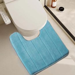 Bath Mats Coral Fleece Anti Slip Toilet Floor Mat U-Shaped Memory Water Absorbing Foam Washable Pedestal Pad Rug Home Decor