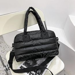 Drawstring Women Casual Handbag Fashion Quilted Lattice High Top Sling Bag Winter Puffer Autumn Tote Purse For Daily Office Use